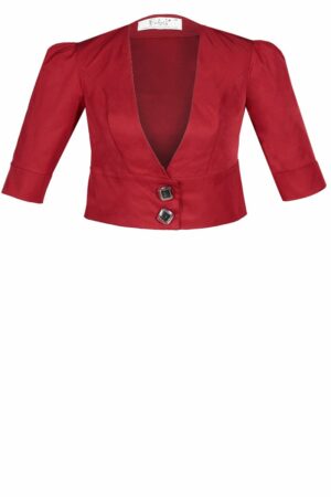 Червено сатенено късо сако с две копчета