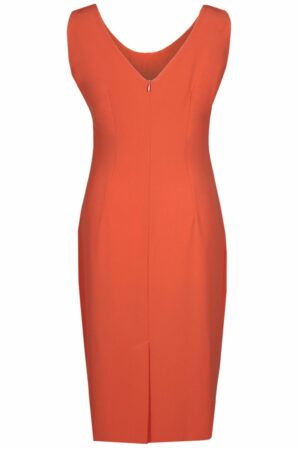Вталена рокля без ръкав в оранжево