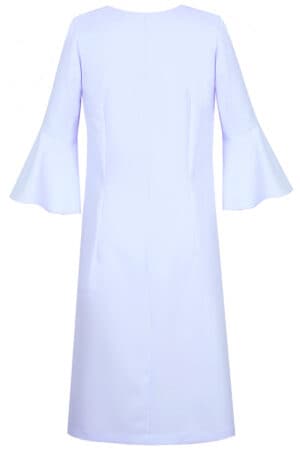 Светло синя дамска рокля с 3/4 ръкав камбана