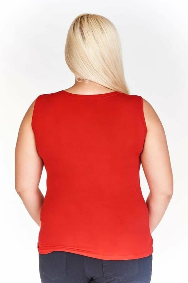 Дамска наситено червена лятна блуза без ръкав