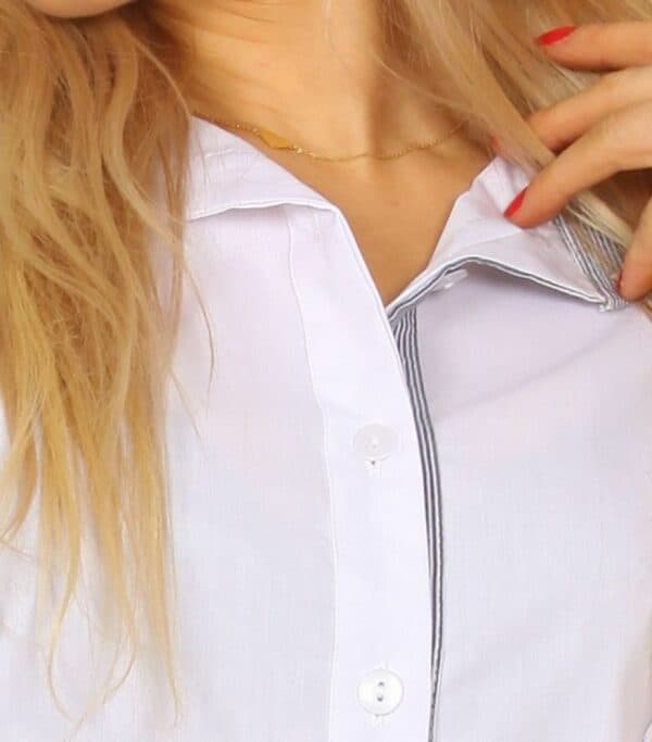 Бяла дамска риза с дълъг ръкав