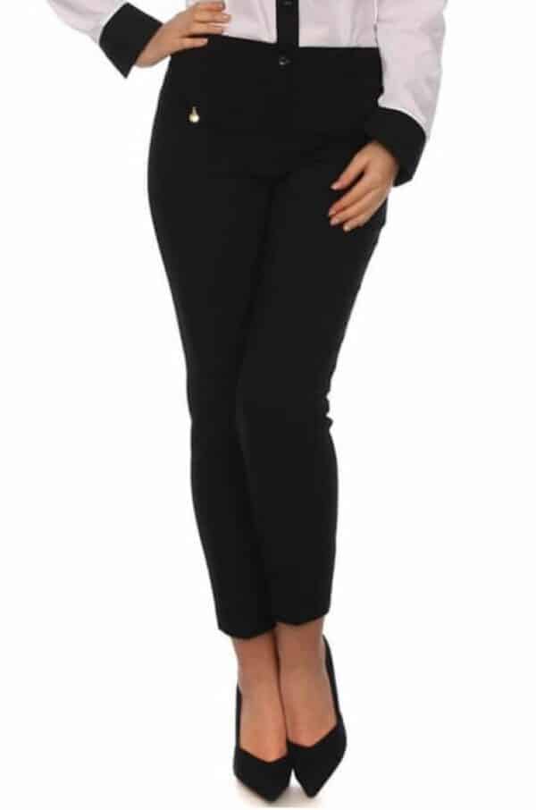 Елегантен дамски панталон с дължина над глезена в черно