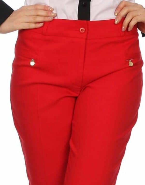 Елегантен дамски панталон с дължина над глезена в червено