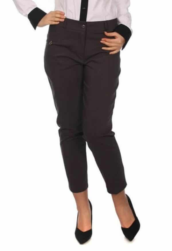 Елегантен дамски панталон с дължина над глезена в цвят графит