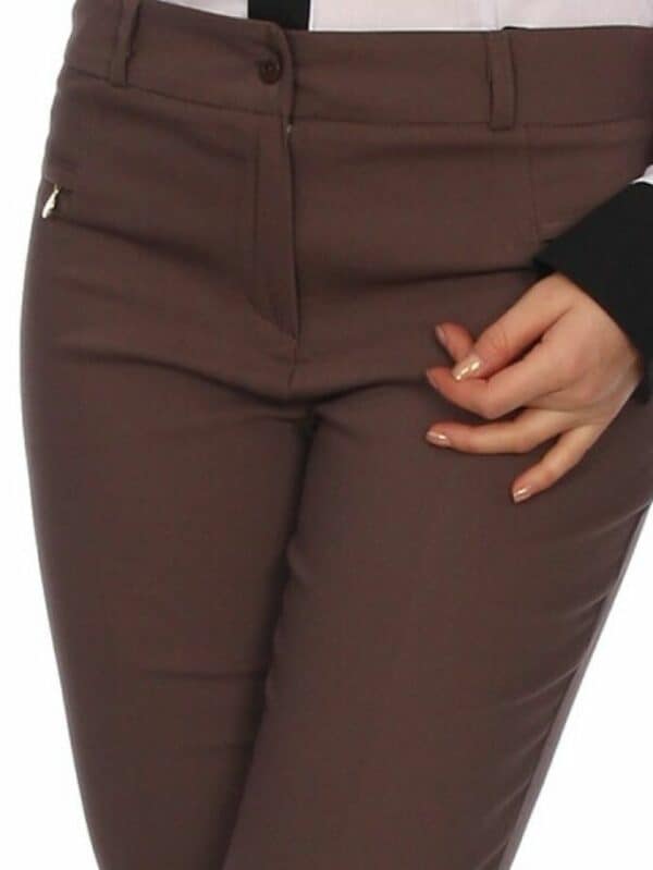 Елегантен дамски панталон с дължина над глезена в цвят капучино