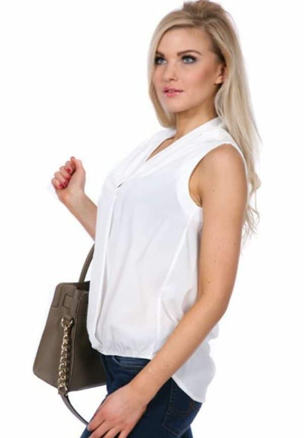 Елегантна дамска риза без ръкав цвят екрю