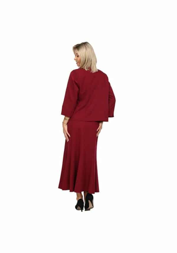 Официален дамски костюм в цвят бордо - 3 части пола блуза и сако