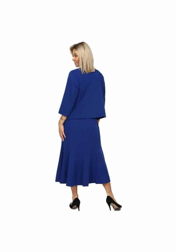 Официален дамски костюм в синьо - 3 части пола блуза и сако