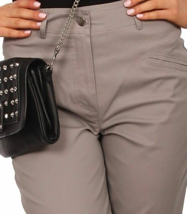 Памучен тесен дамски панталон в цвят графит