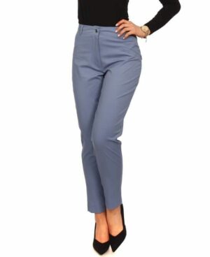 Памучен тесен дамски панталон в светъл дънков цвят