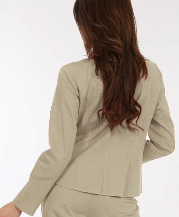 Памучно бежово дамско яке-сако с изправена яка