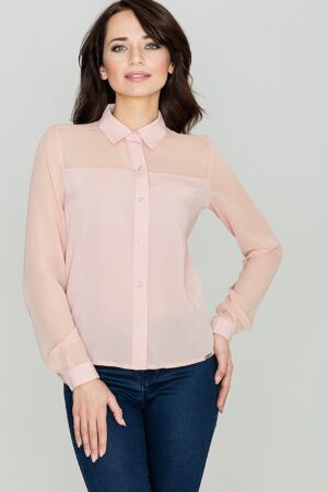 Дамска риза с тюлени ръкави GL22K229 розово