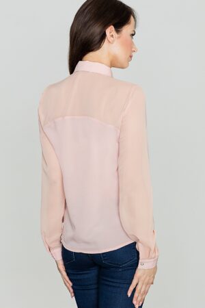 Дамска риза с тюлени ръкави GL22K229 розово