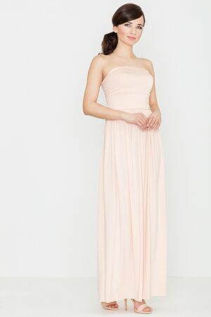 Дълга розова рокля от трико GL22K252