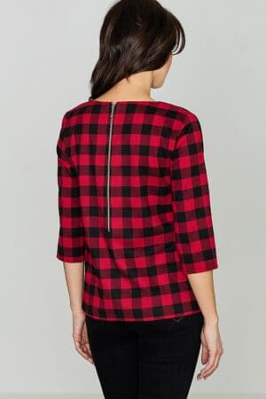 Дамска блуза GL22K261 каре черно червено
