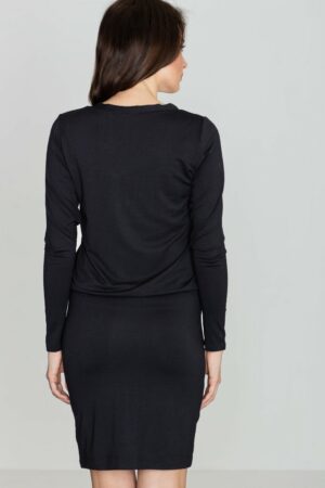 Черна рокля от трико GL22K334