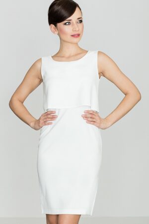 Вталена бяла рокля GL22K388
