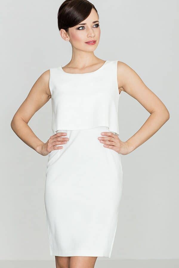 Вталена бяла рокля GL22K388