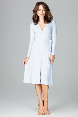 Светло синя разкроена рокля рипс GL22K465
