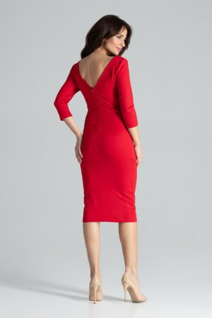 Червена рокля с 3/4 ръкав GL22K476