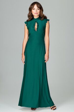 Дълга зелена рокля без ръкав GL22K486