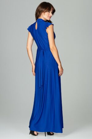 Дълга синя рокля без ръкав GL22K486