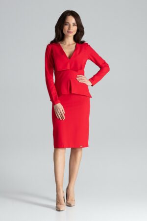 Червена рокля с дълъг ръкав GL22K491