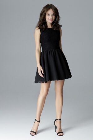 Черна разкроена рокля GL22L024