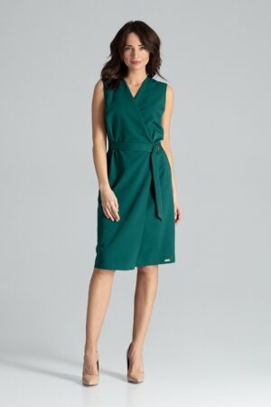 Зелена рокля с колан GL22L037