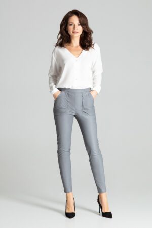 Дамски панталон еко кожа GL22L072 сив
