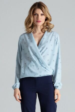 Дамска блуза принт бледо синьо GF2M371