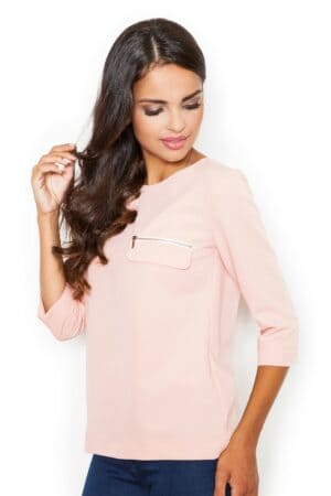 Розова дамска блуза с 3/4 ръкав GF2M393