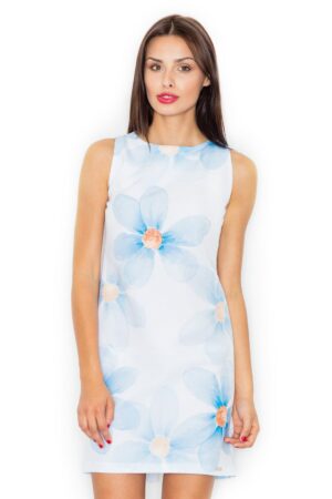 Къса рокля GF2M498 бяло сини цветя
