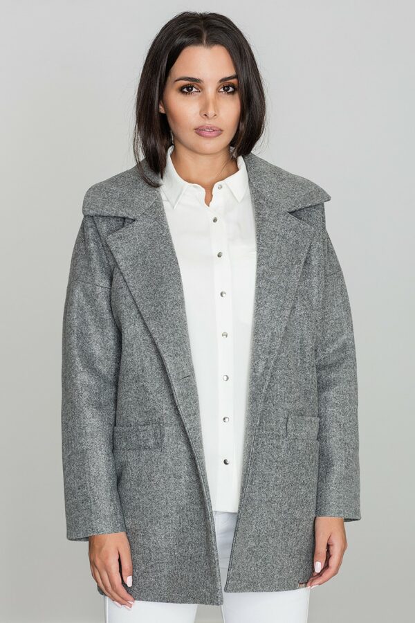 Сиво късо дамско палто GF2M590