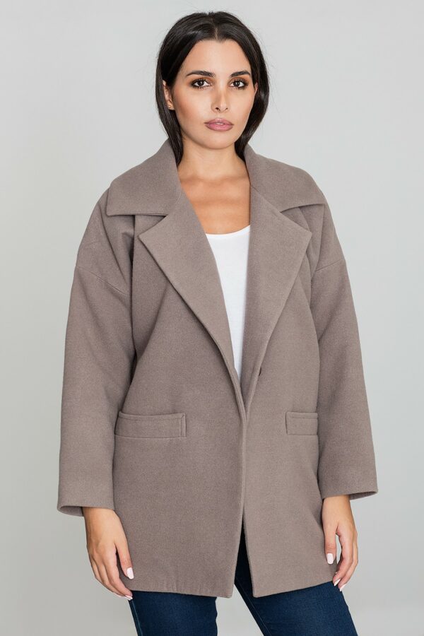 Кафяво късо дамско палто GF2M590