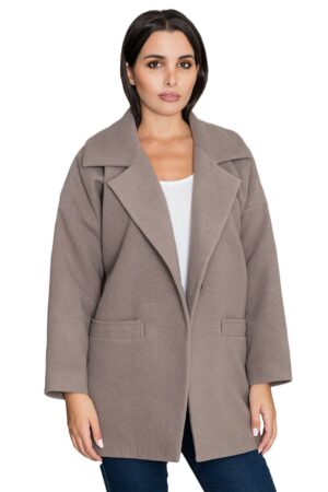 Кафяво късо дамско палто GF2M590