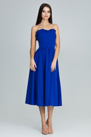 Официална синя разкроена рокля GF2M602