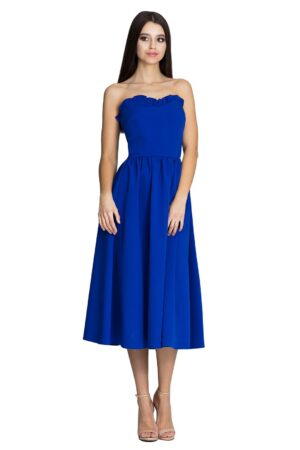 Официална синя разкроена рокля GF2M602