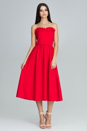 Официална червена разкроена рокля GF2M602