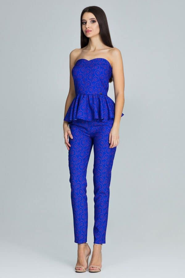 Комплект блуза и панталон GF2M606 наситено син десен