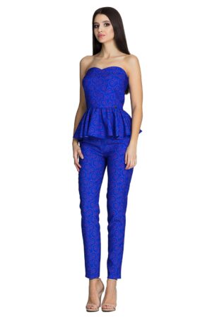 Комплект блуза и панталон GF2M606 наситено син десен