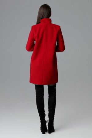 Червено дамско палто с двуредно закопчаване GF2M623