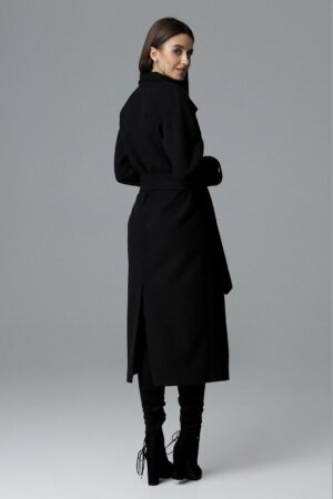 Дълго черно дамско палто GF2M624