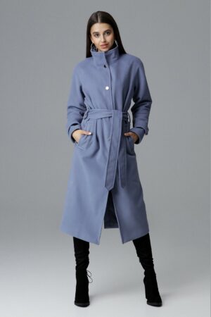 Дълго синьо дамско палто GF2M624