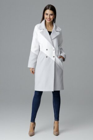 Дамско палто сиво и бяло GF2M626