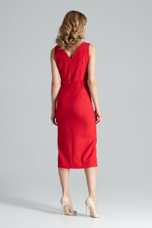 Елегантна рокля с колан GF2M633 червена
