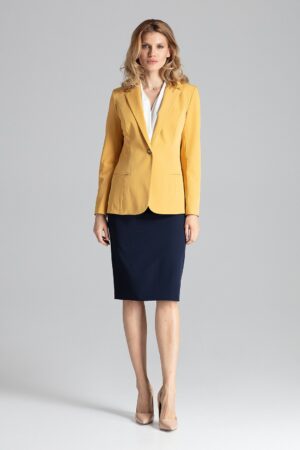 Дамски костюм сако и пола цвят горчица M65