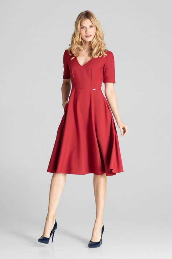 Елегантна разкроена рокля GF2M673 цвят бордо