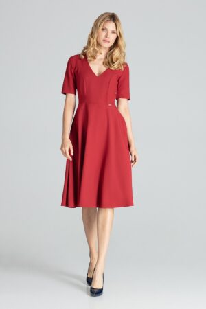 Елегантна разкроена рокля GF2M673 цвят бордо