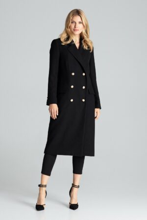 Черно елегантно дамско палто GF2M681